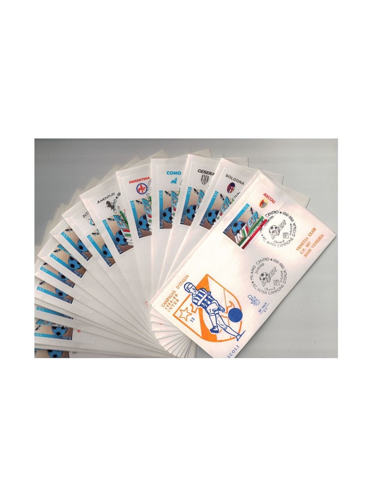 ITALIA 1989 FDC (Venetia) Inter campione 18 Buste