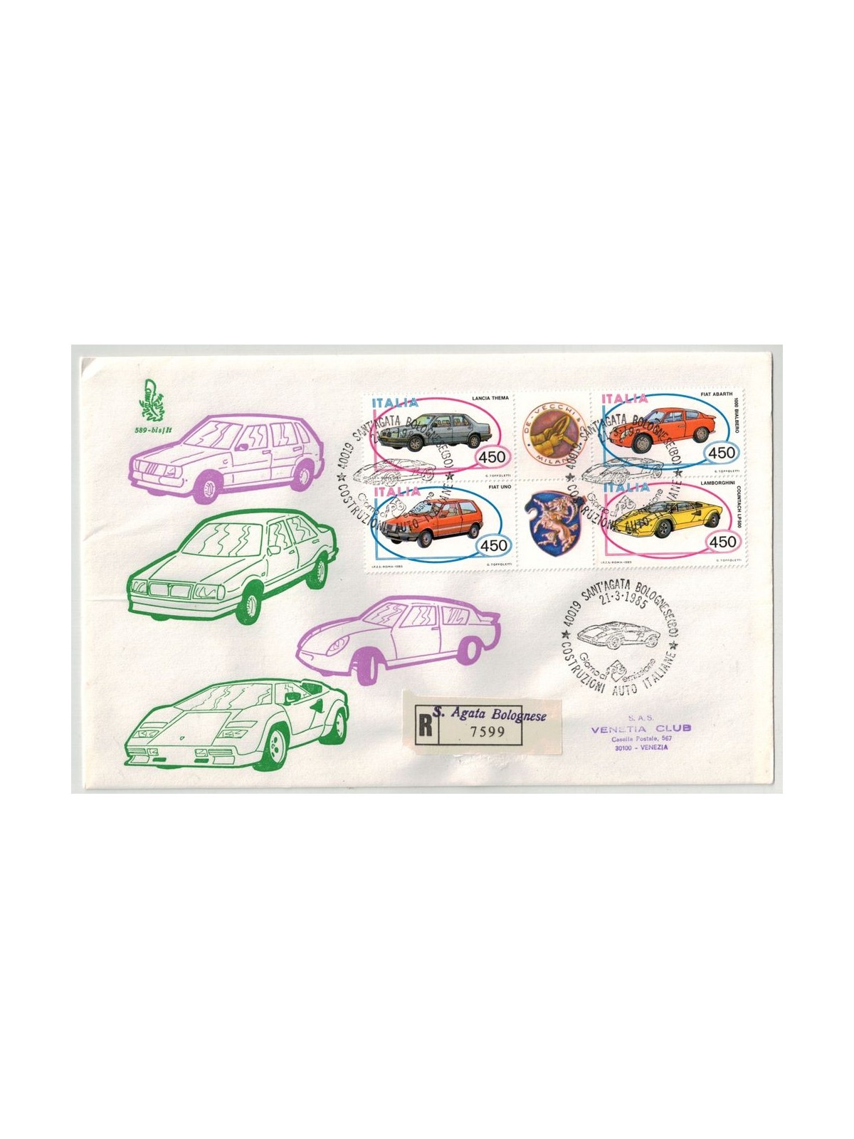 ITALIA 1985 FDC (Venetia) Auto Blocco