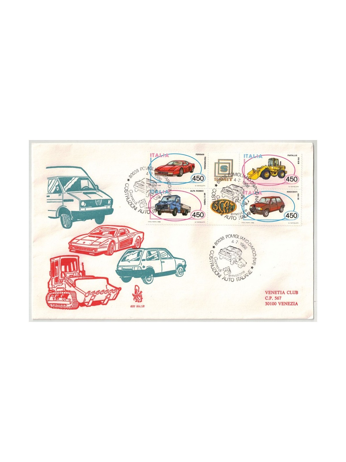ITALY 1986 FDC (Venice) Auto Blocco