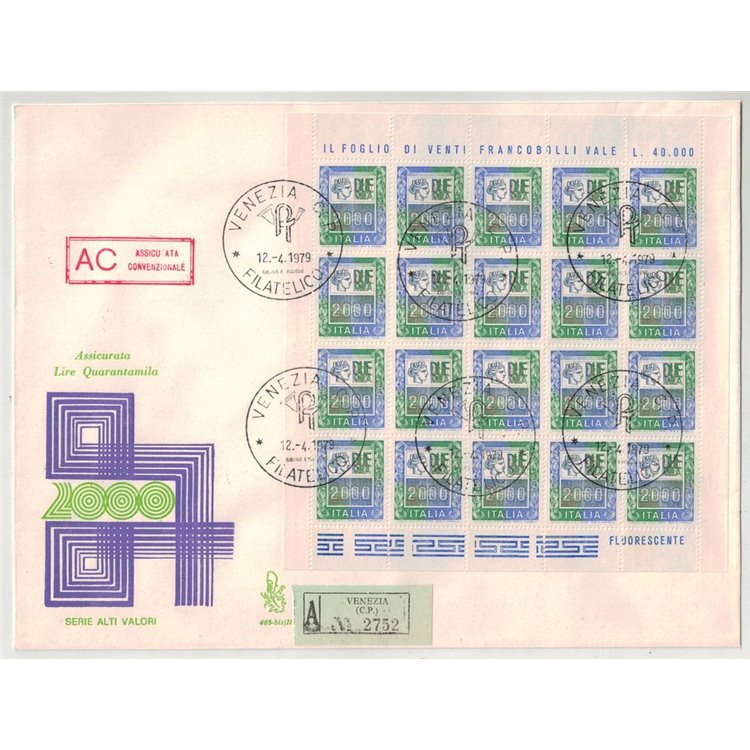 ITALY 1979 FDC (Venice) High value ? 2,000 m/s