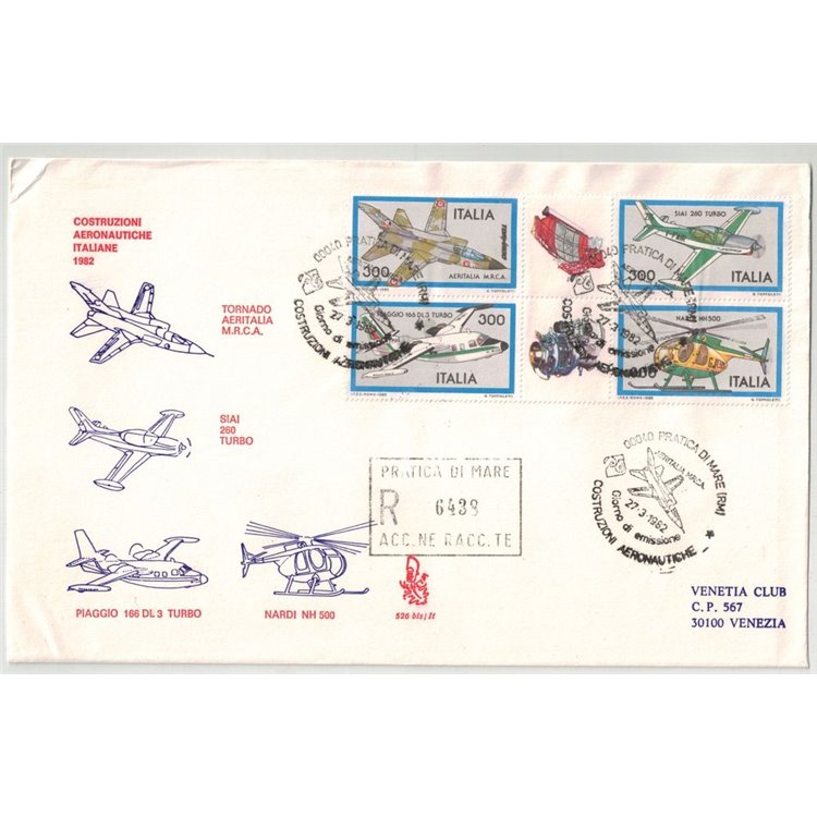 ITALIA 1982 FDC (Venetia) Aerei Blocco