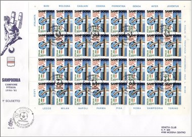 ITALY 1991 FDC (Venice) Sampdoria Champion (Bustone)