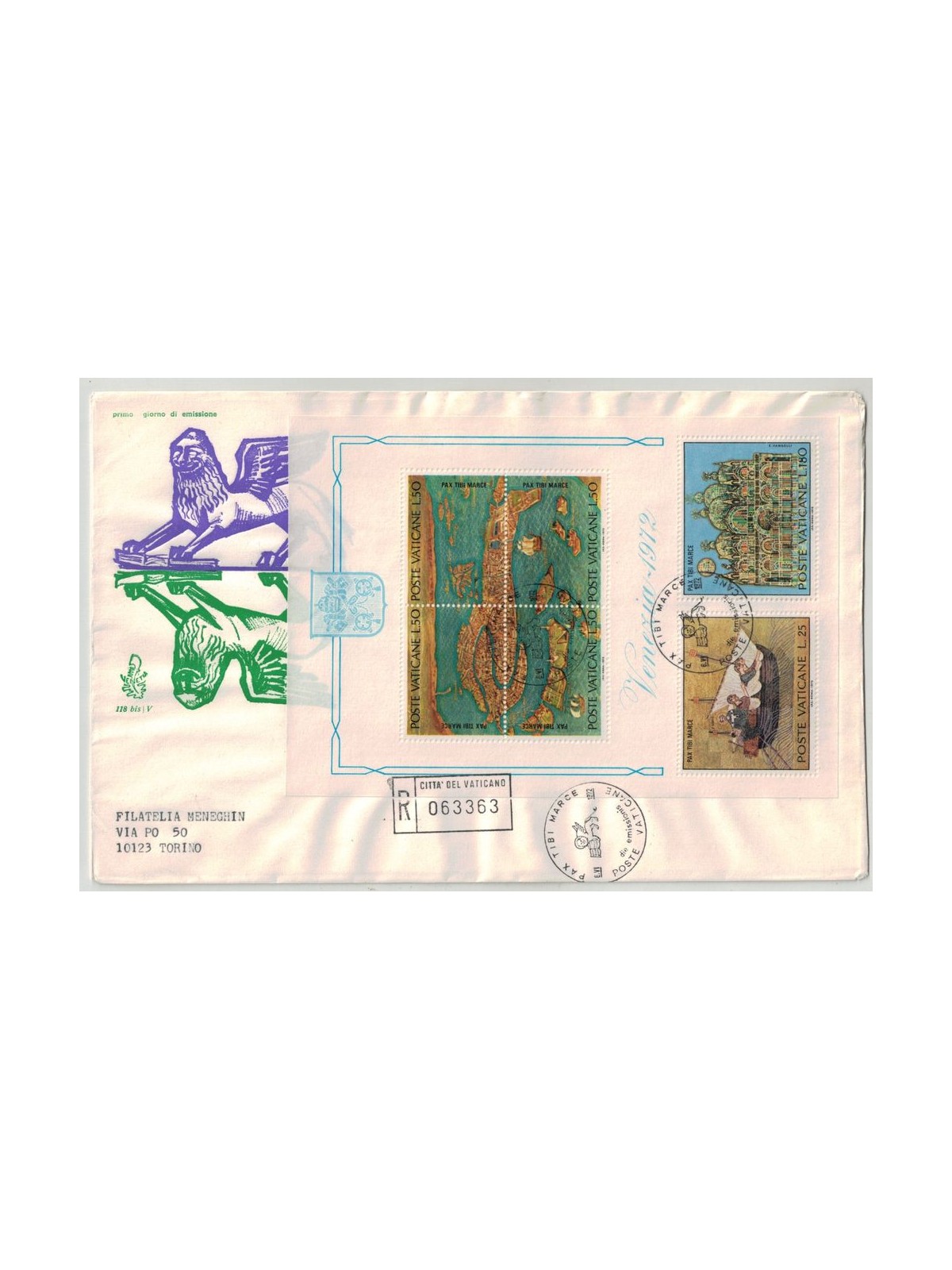 VATICAN 1972 FDC (Venice) Save Venice s/s rac