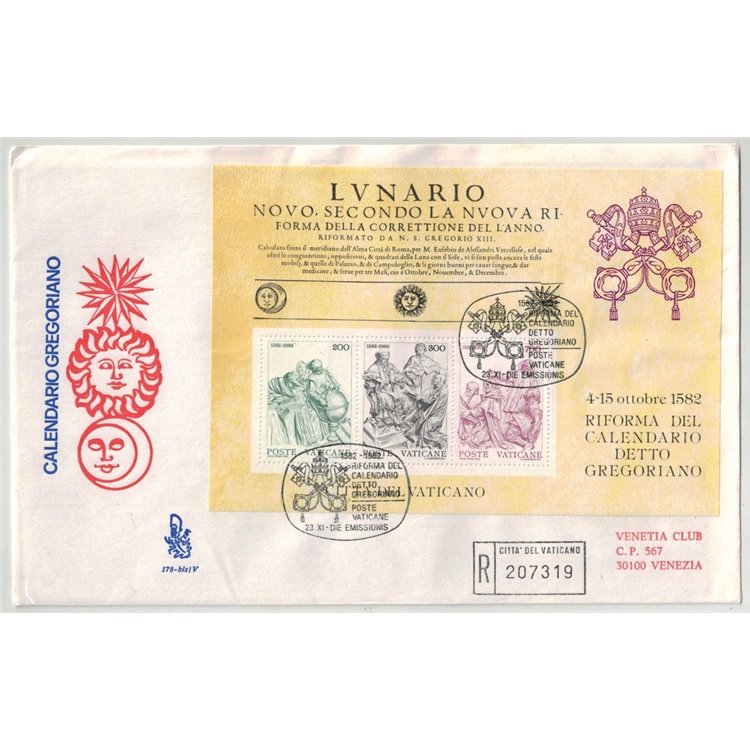 VATICANO 1982 FDC (Venetia) Calendario Gregoriano BF