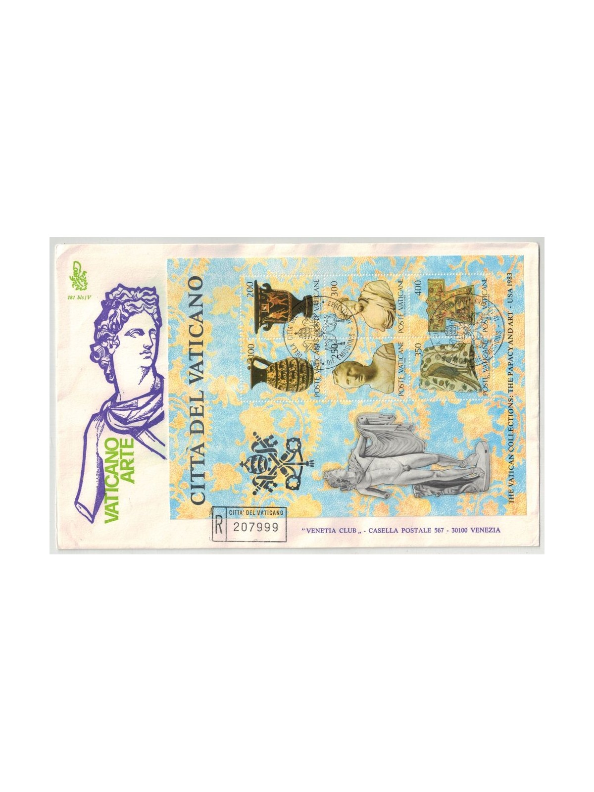 VATICAN 1983 FDC (Venice) Art in the USA, New York s/s