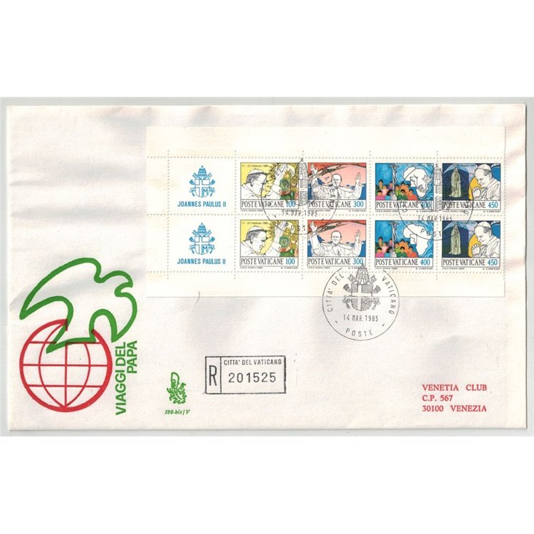 VATICANO 1984 FDC (Venetia) Viaggi del Papa LB