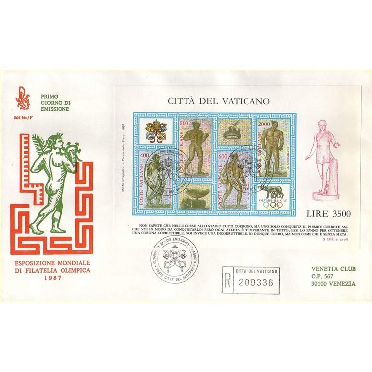 VATICANO 1987 FDC (Venetia) Olimphilex BF
