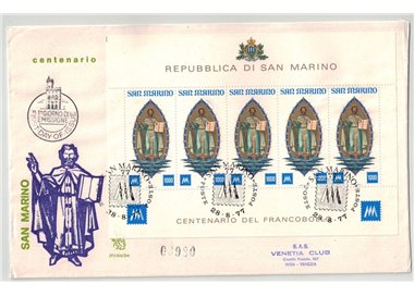 SAN MARINO 1977 FDC (Venice) Centenary Stamp s/s