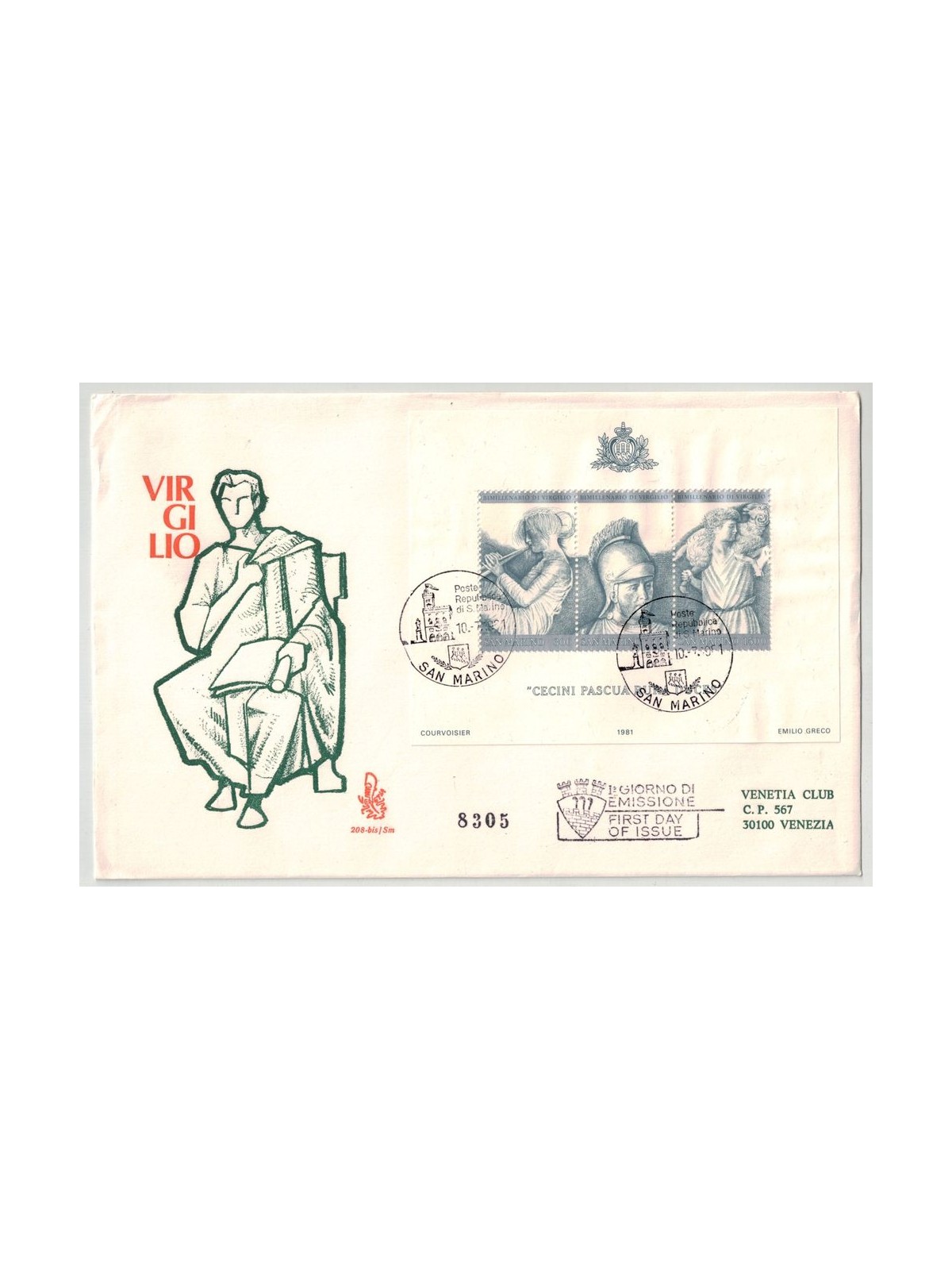 SAN MARINO 1981 FDC (Venetia) Virgilio s/s