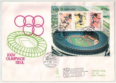 SAN MARINO 1988 FDC (Venetia) Olimphilex