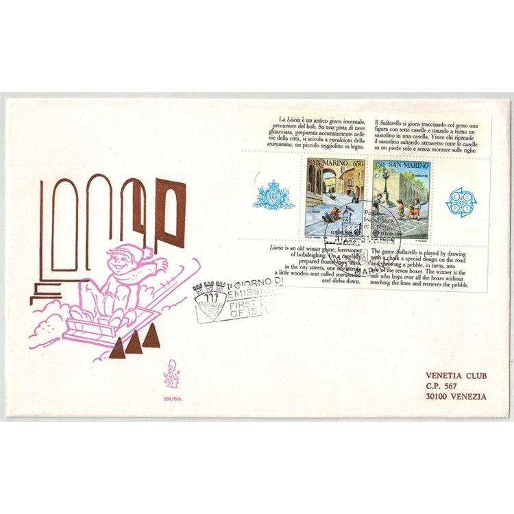 SAN MARINO 1989 FDC (Venetia) Europa BF