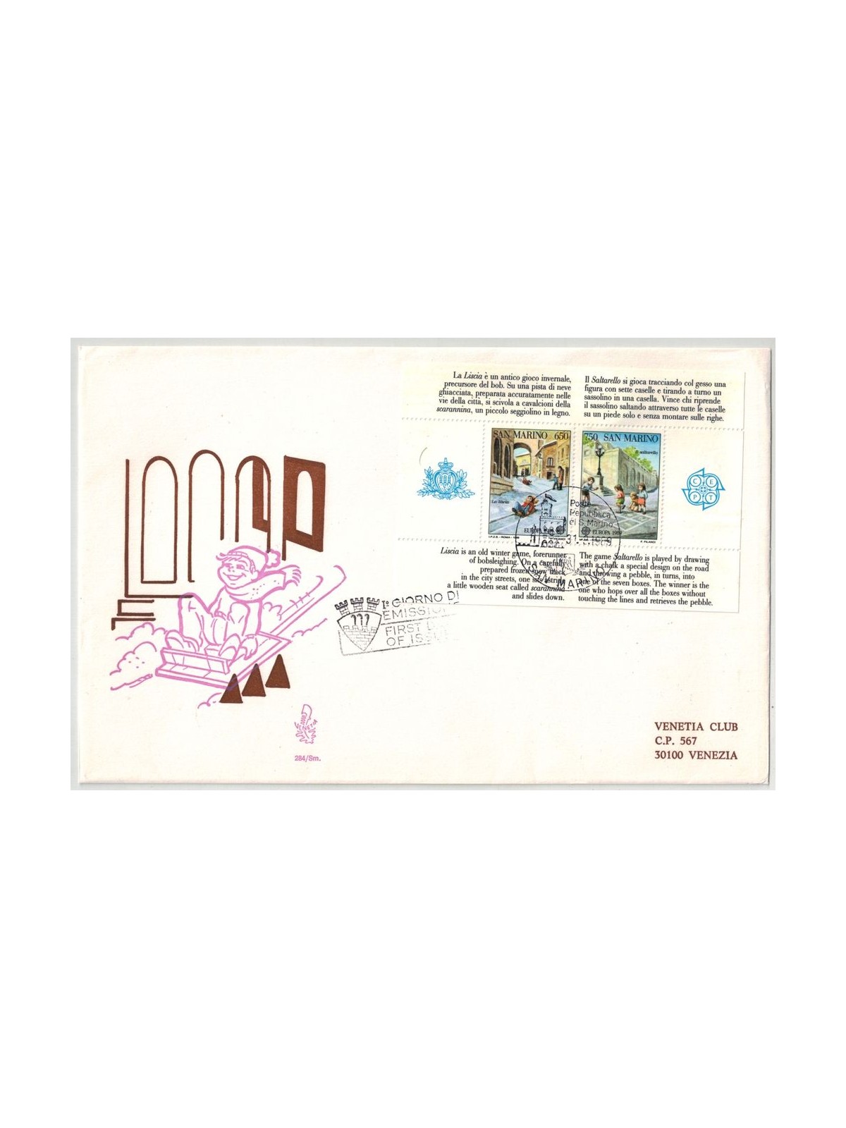 SAN MARINO 1989 FDC (Venetia) Europe s/s