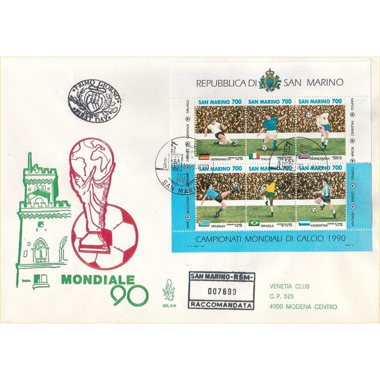 SAN MARINO 1990 FDC (Venetia) Mondiali di calcio BF