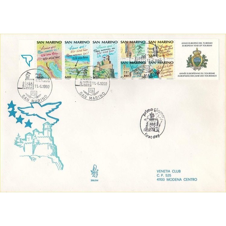 SAN MARINO 1990 FDC (Venetia) Anno del turismo LB
