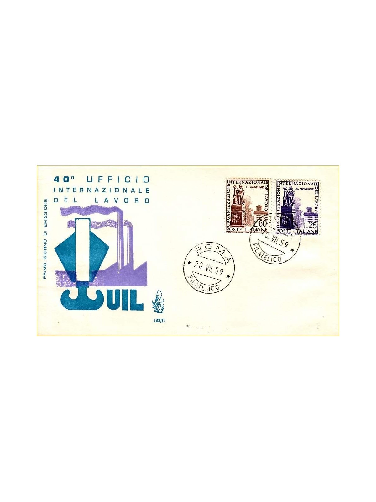 ITALIA 1959 FDC (Venetia) Ufficio del lavoro