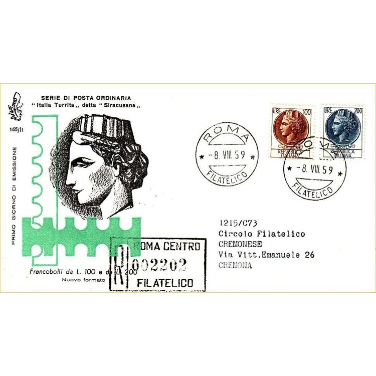 ITALY 1959 FDC (Venetia) Siracusana collection