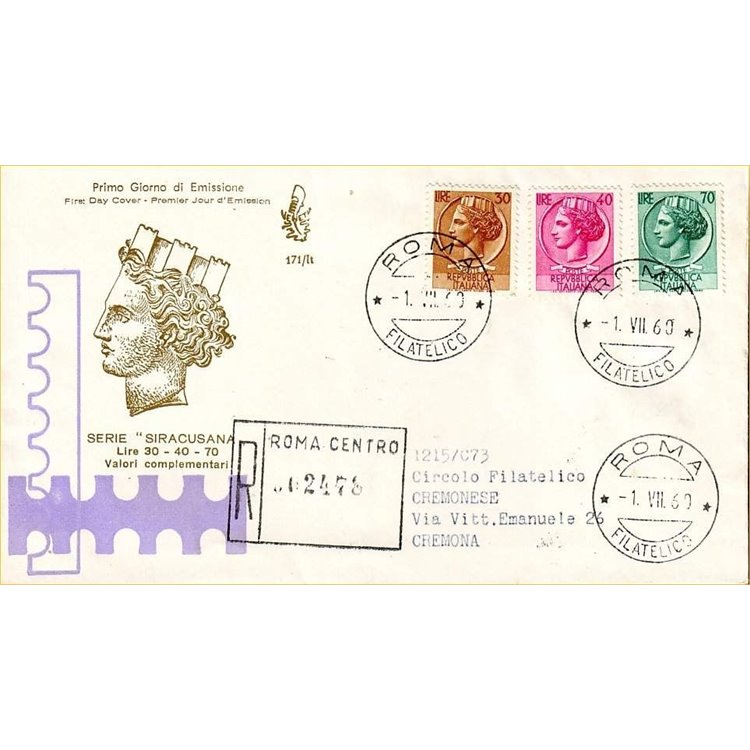 ITALY 1960 FDC (Venetia) Siracusana collection