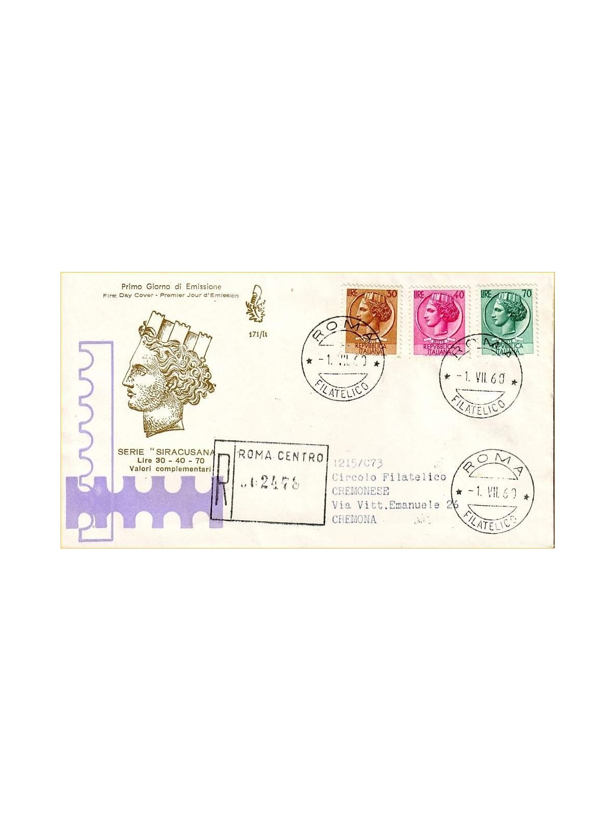 ITALY 1960 FDC (Venetia) Siracusana collection