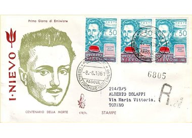 ITALY 1961 FDC (Venice) Ippolito Nievo collection