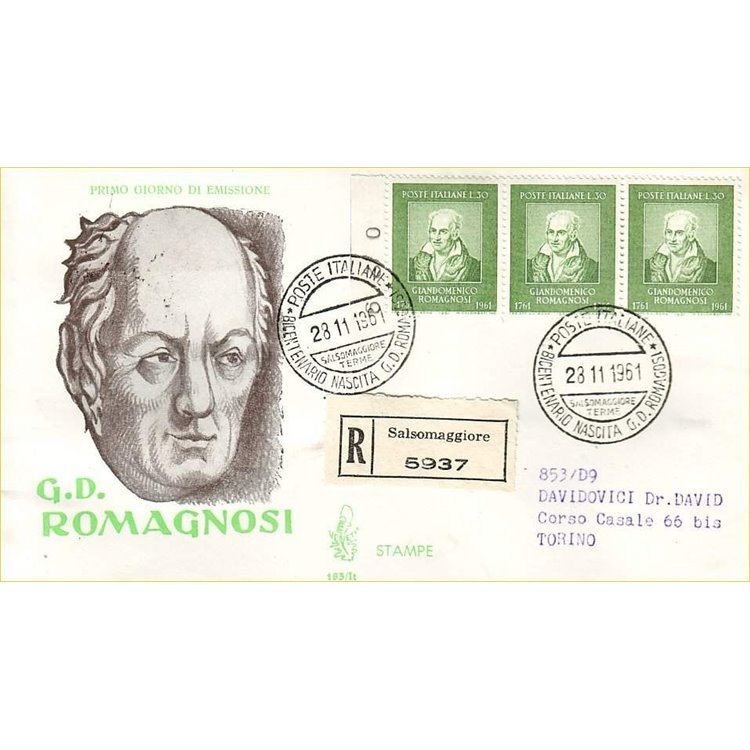 ITALY 1961 FDC (Venice) Romagnosi collection