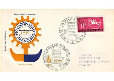 ITALIA 1961 FDC (Venetia) Giornata del francobollo