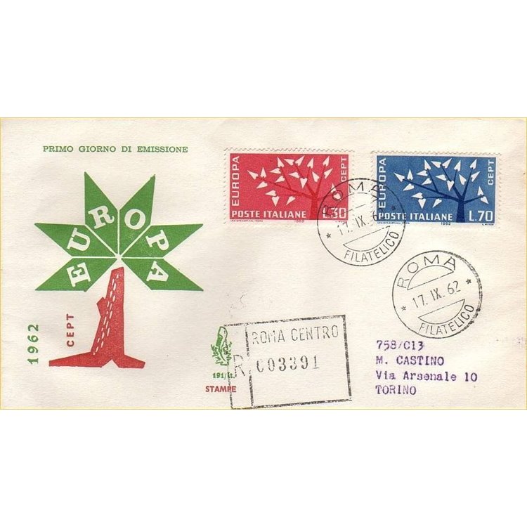 ITALY 1962 FDC (Venetia) Europa Cept rec