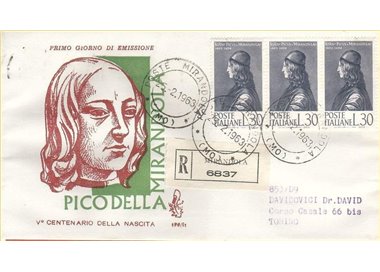 ITALIA 1963 FDC (Venetia) Pico della Mirandola racc