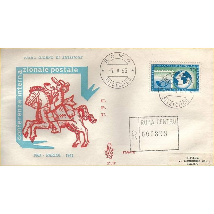 ITALY 1963 FDC (Venice) Postal Conference Register
