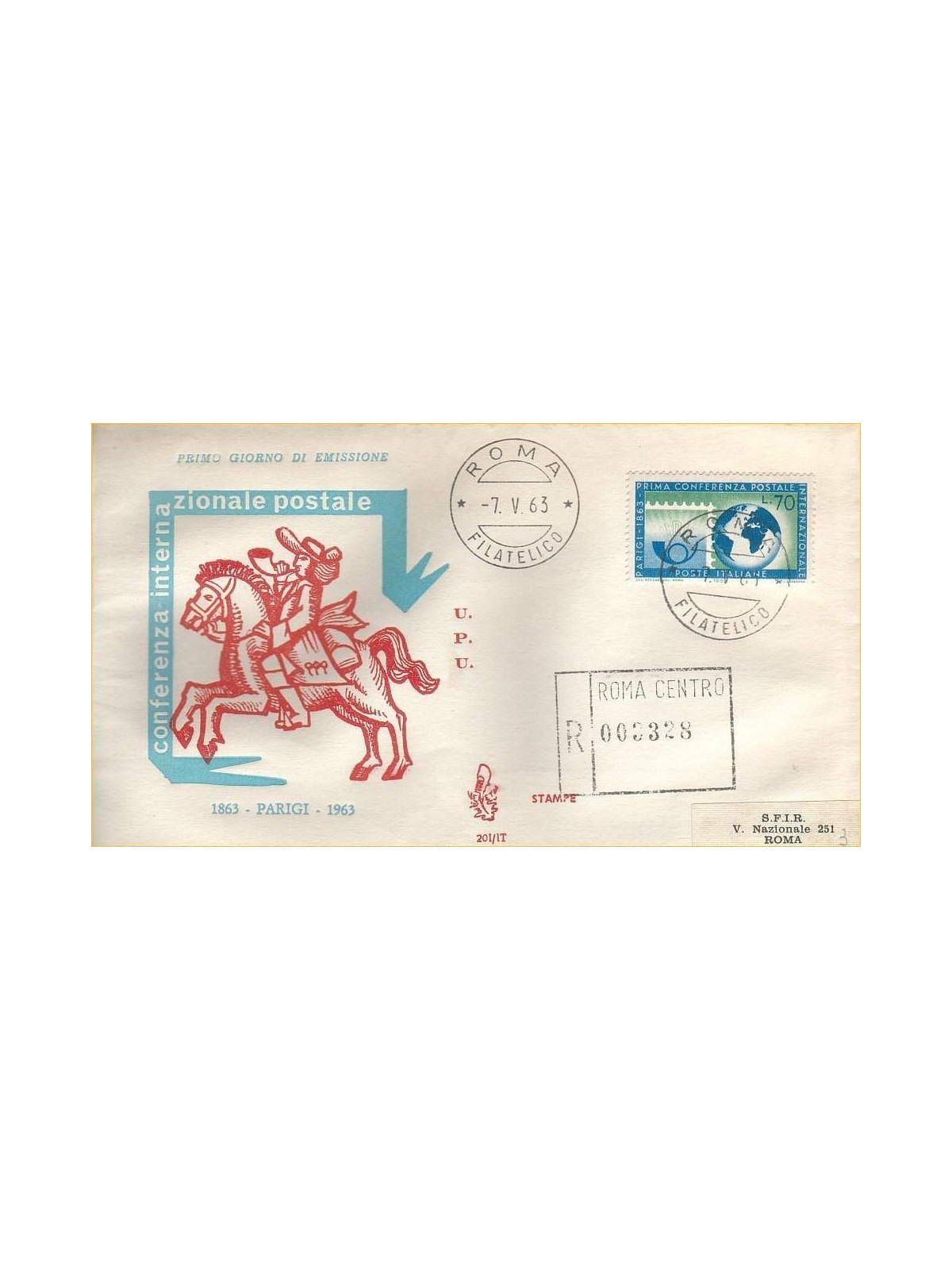 ITALIA 1963 FDC (Venetia) Conferenza postale racc