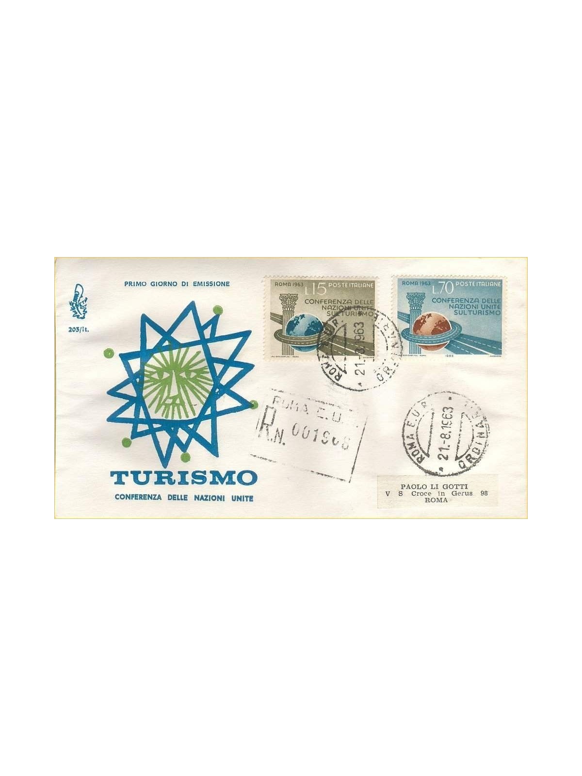 ITALY 1963 FDC (Venice) Conference on tourism collected