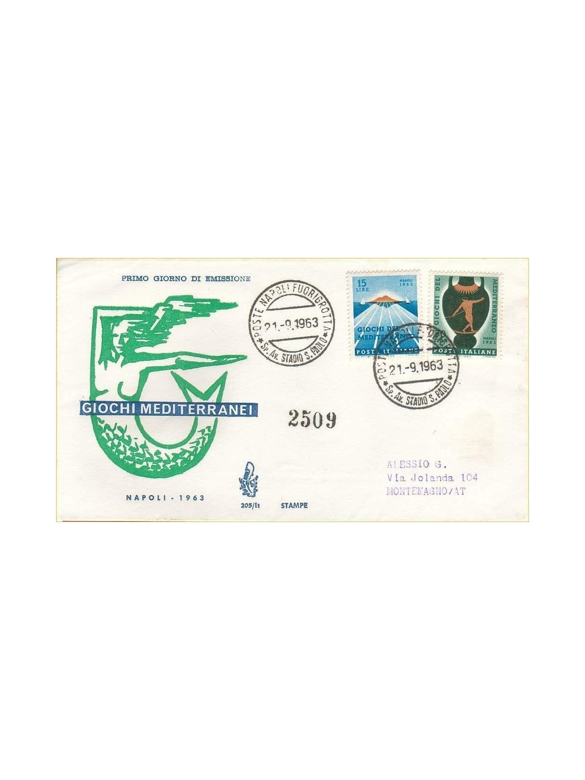 ITALIA 1963 FDC (Venetia) Giochi del Mediterraneo racc