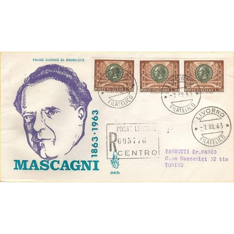 ITALY 1963 FDC (Venice) Pietro Mascagni collection