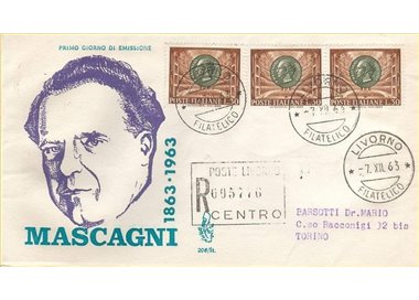 ITALY 1963 FDC (Venice) Pietro Mascagni collection