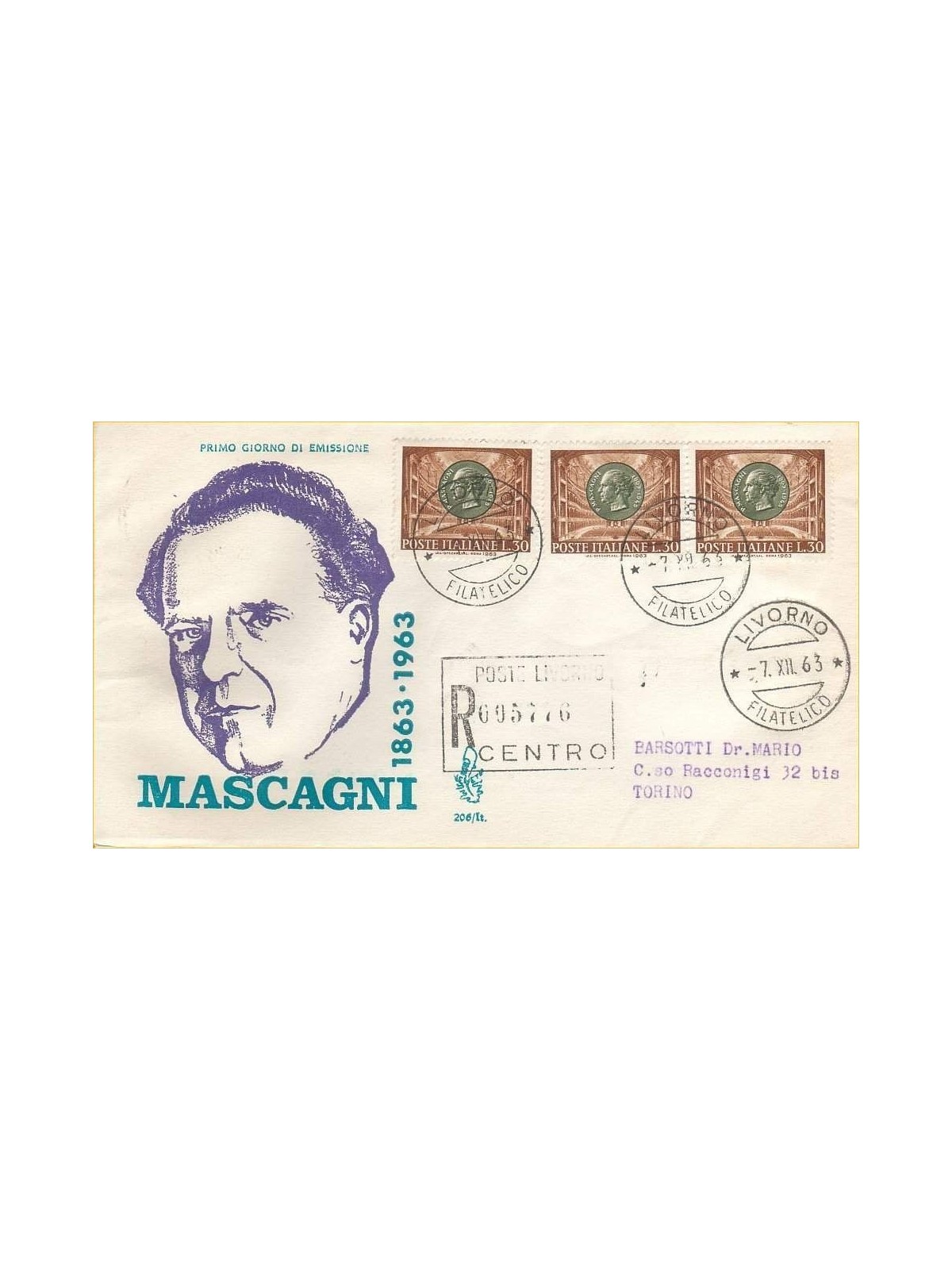 ITALY 1963 FDC (Venice) Pietro Mascagni collection