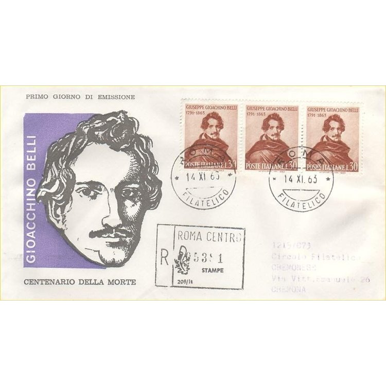 ITALIA 1963 FDC (Venetia) Gioachino Belli racc