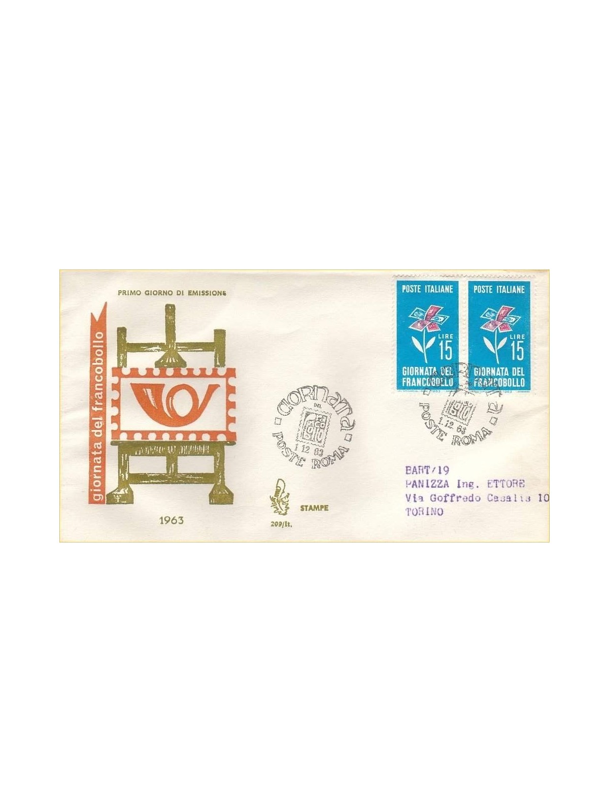 ITALY 1963 FDC (Venice) Stamp Day