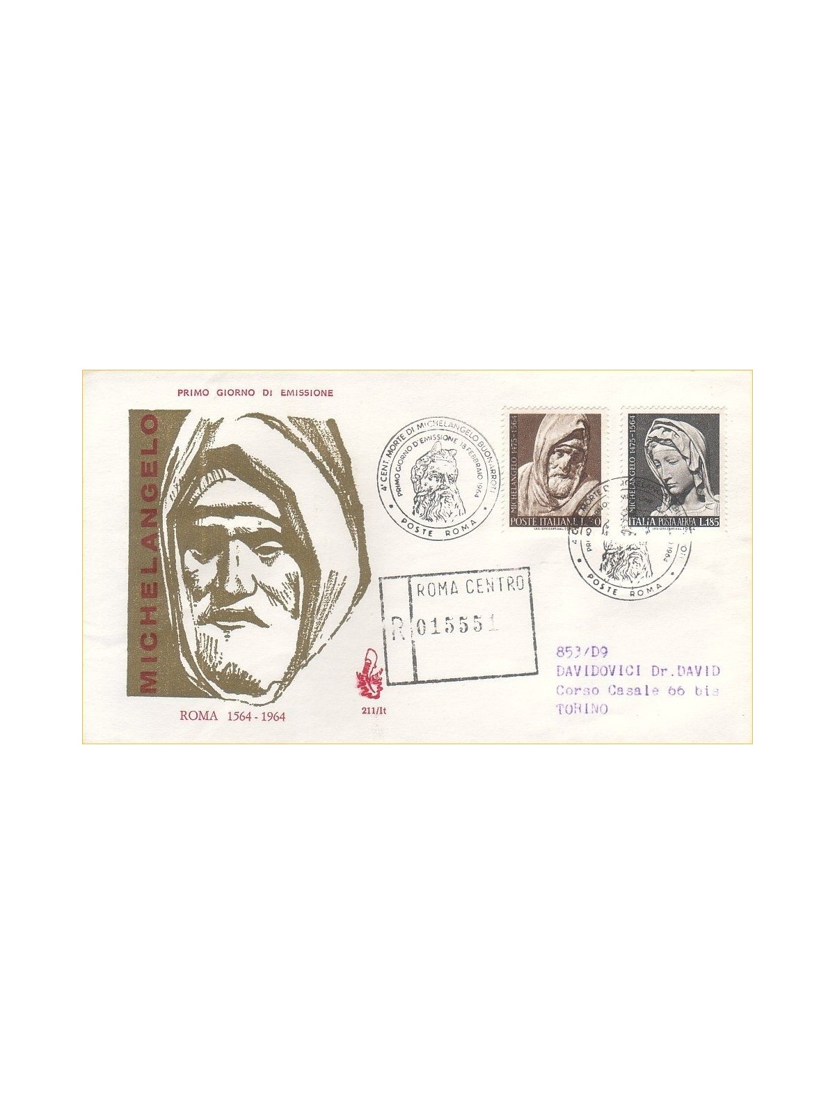 ITALY 1964 FDC (Venice) Michelangelo Buonarroti collection