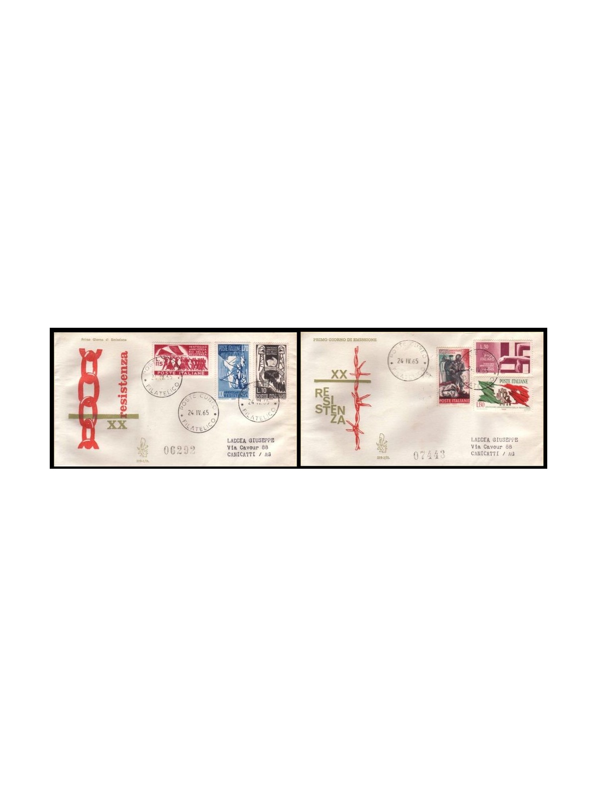 ITALIA 1965 FDC (Venetia) Resistenza racc