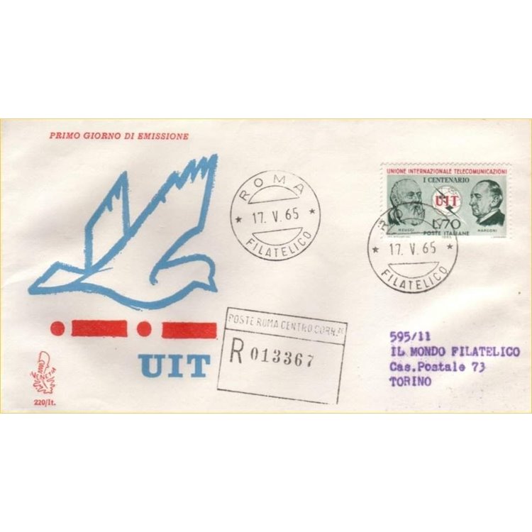 ITALIA 1965 FDC (Venetia) Centenario UIT racc