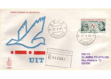 ITALIA 1965 FDC (Venetia) Centenario UIT racc