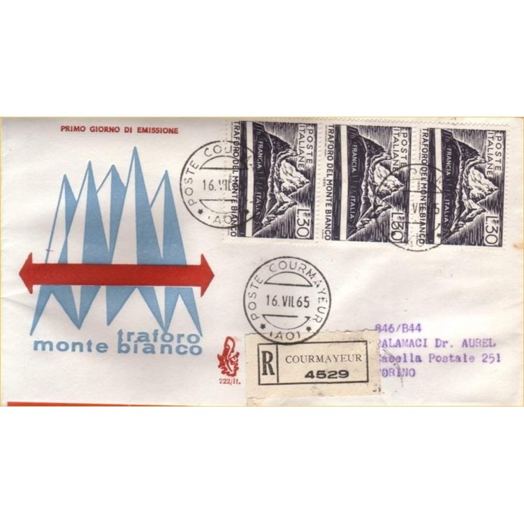 ITALY 1965 FDC (Venice) Mont Blanc Tunnel collect
