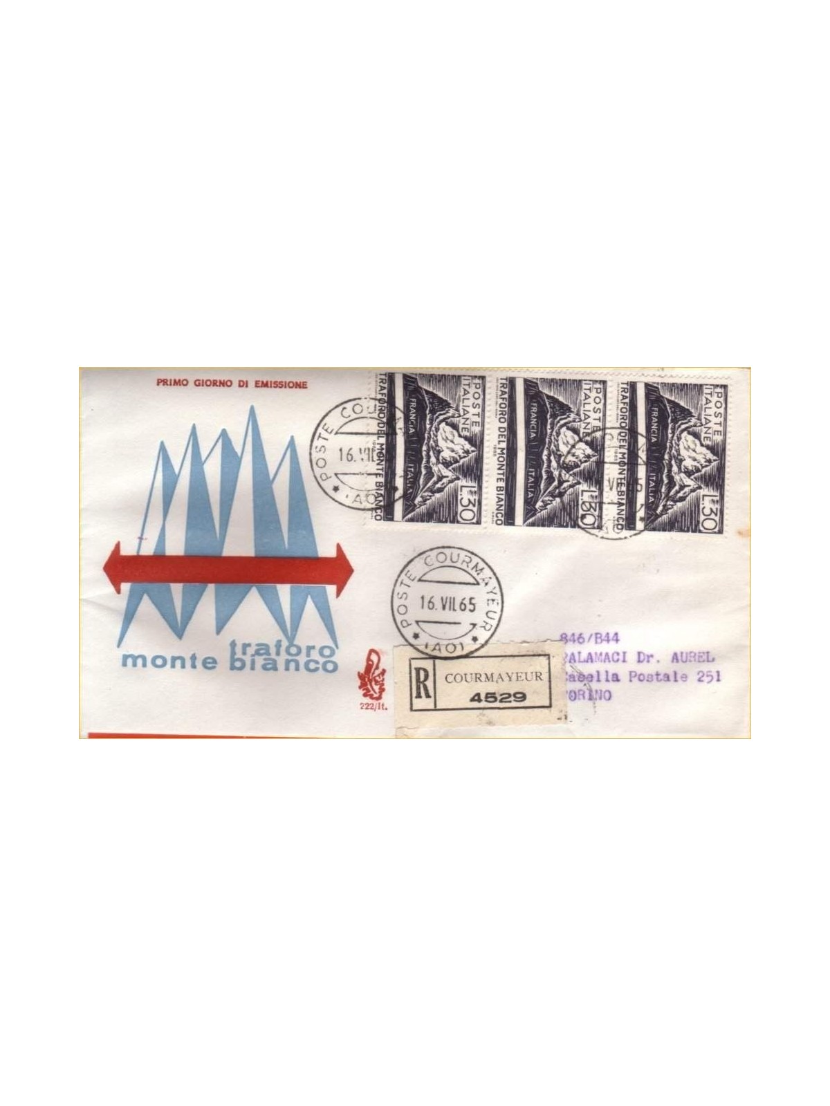 ITALY 1965 FDC (Venice) Mont Blanc Tunnel collect