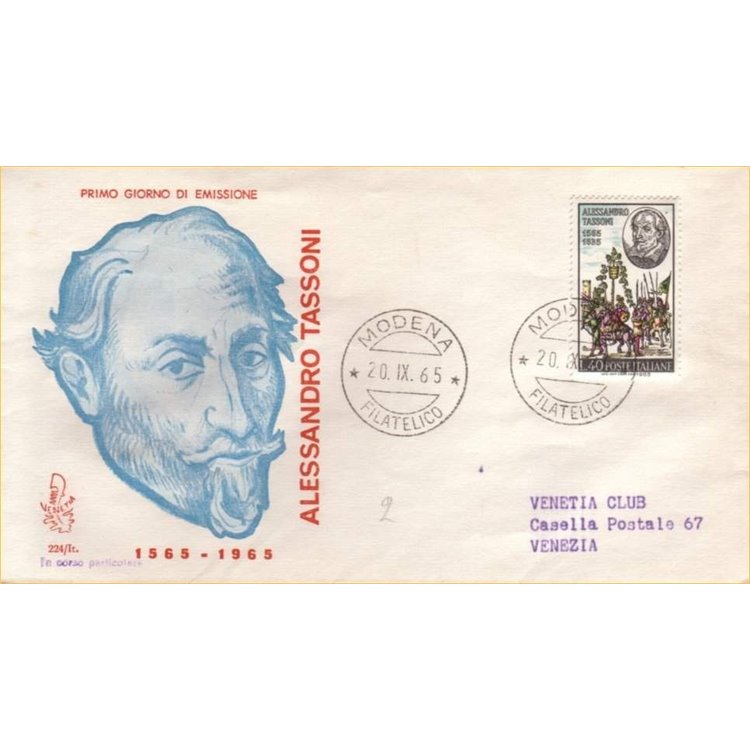 ITALY 1965 FDC (Venice) Alessandro Tassoni ord