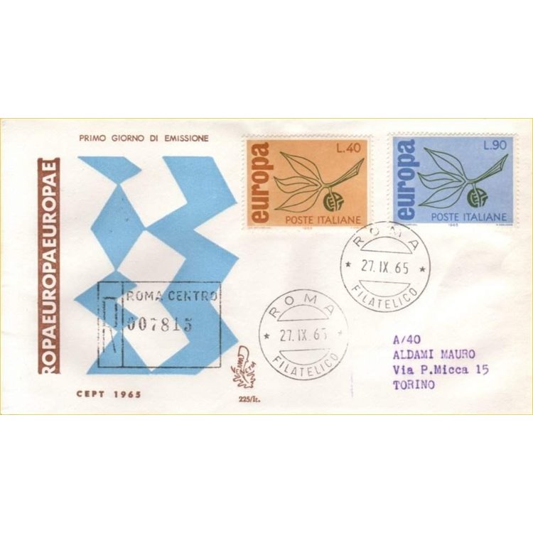 ITALY 1965 FDC (Venetia) Europa Cept rec