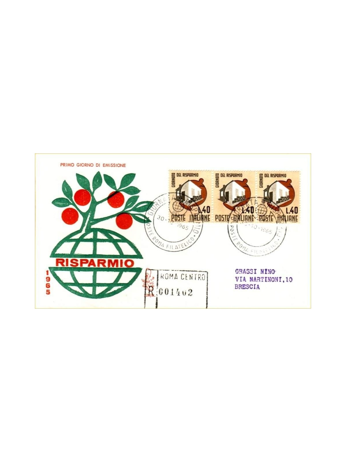 ITALIA 1965 FDC (Venetia) Giornata del risparmio racc