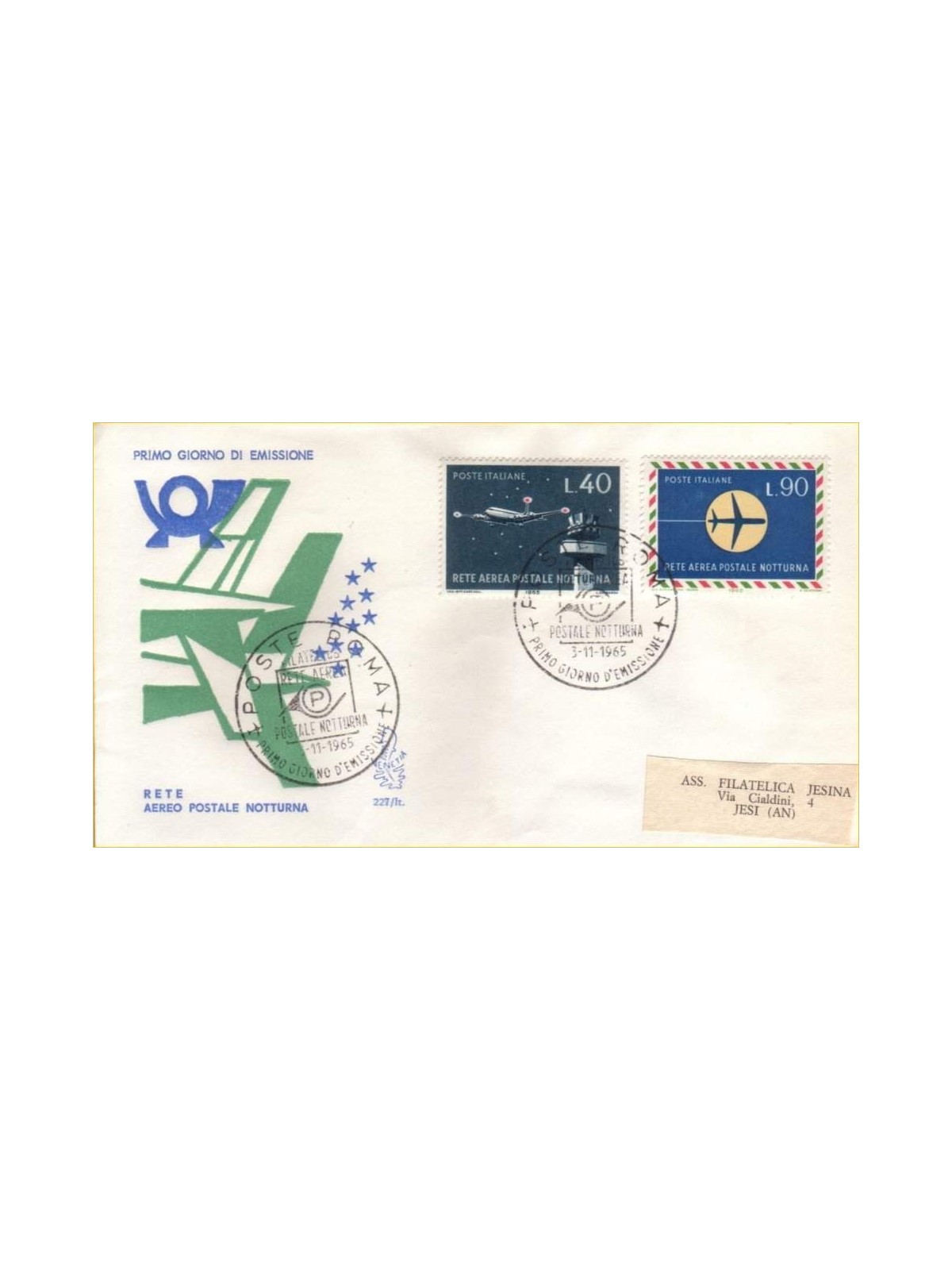 ITALIA 1965 FDC (Venetia) Rete aereo postale racc