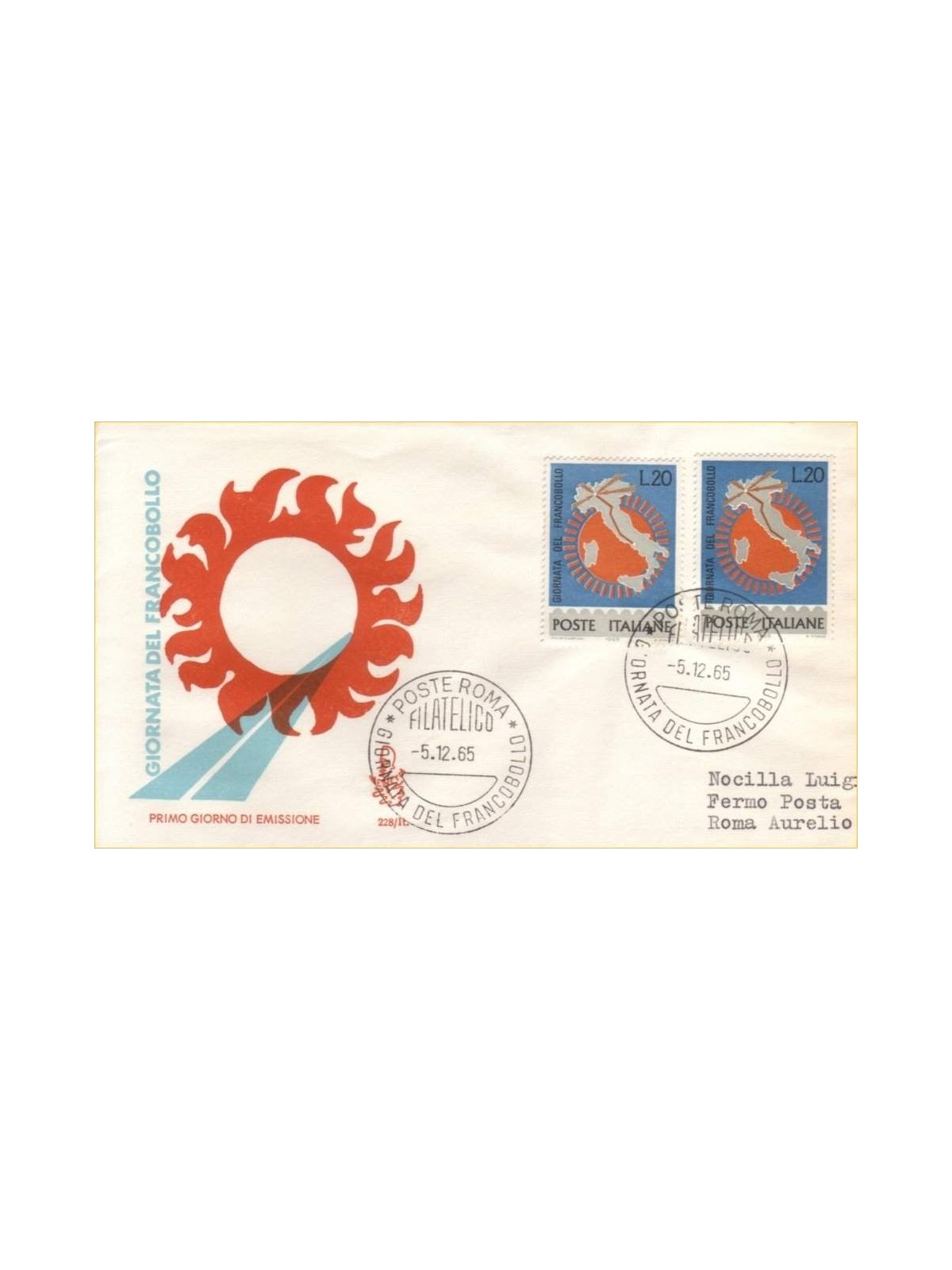 ITALIA 1965 FDC (Venetia) Giornata del francobollo ord