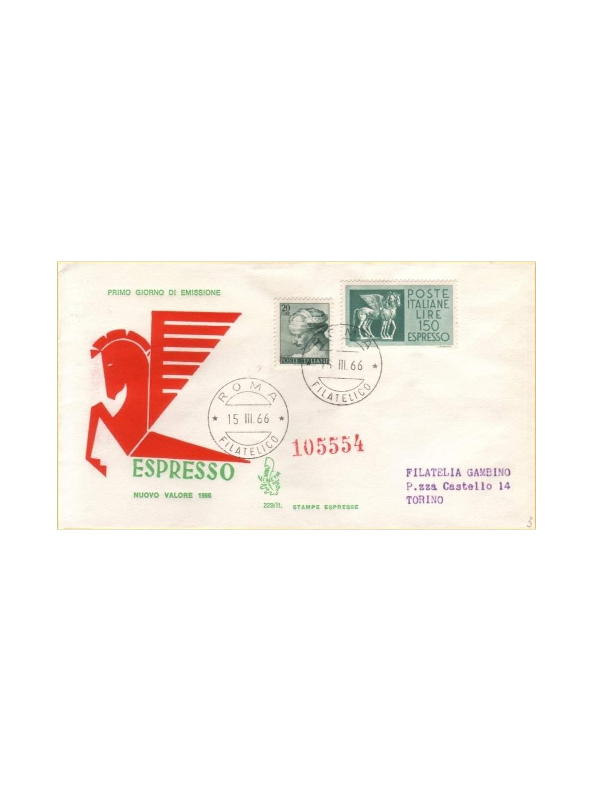 ITALIA 1966 FDC (Venetia) Espresso ord
