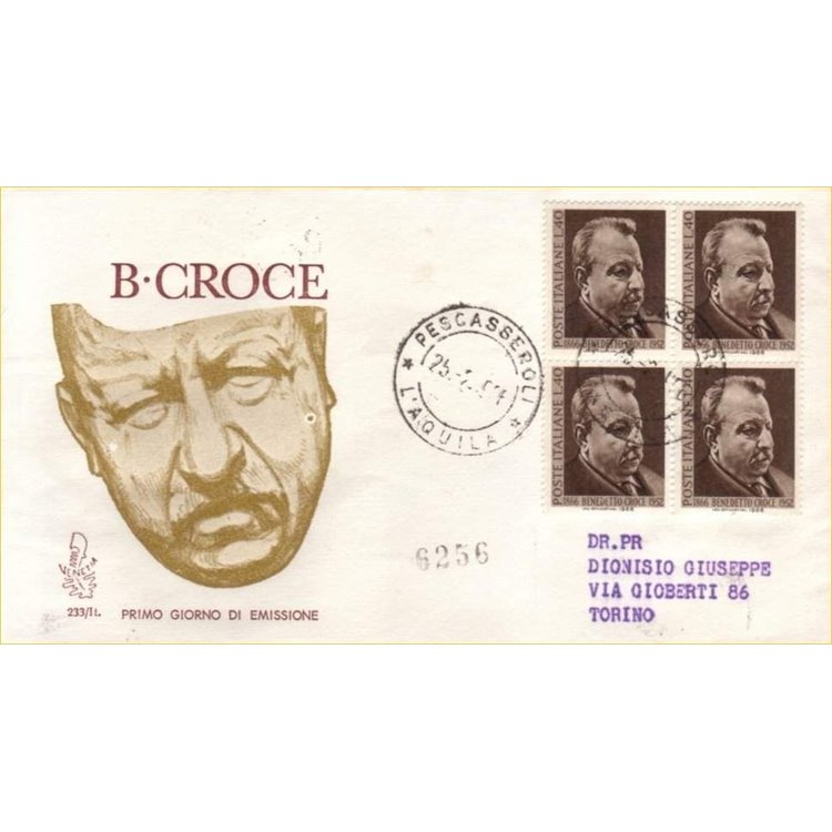 ITALY 1966 FDC (Venice) Benedetto Croce collection