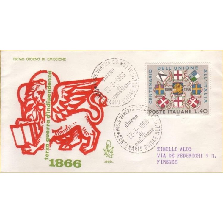 ITALIA 1966 FDC (Venetia) 3ª guerra d' Indipendenza